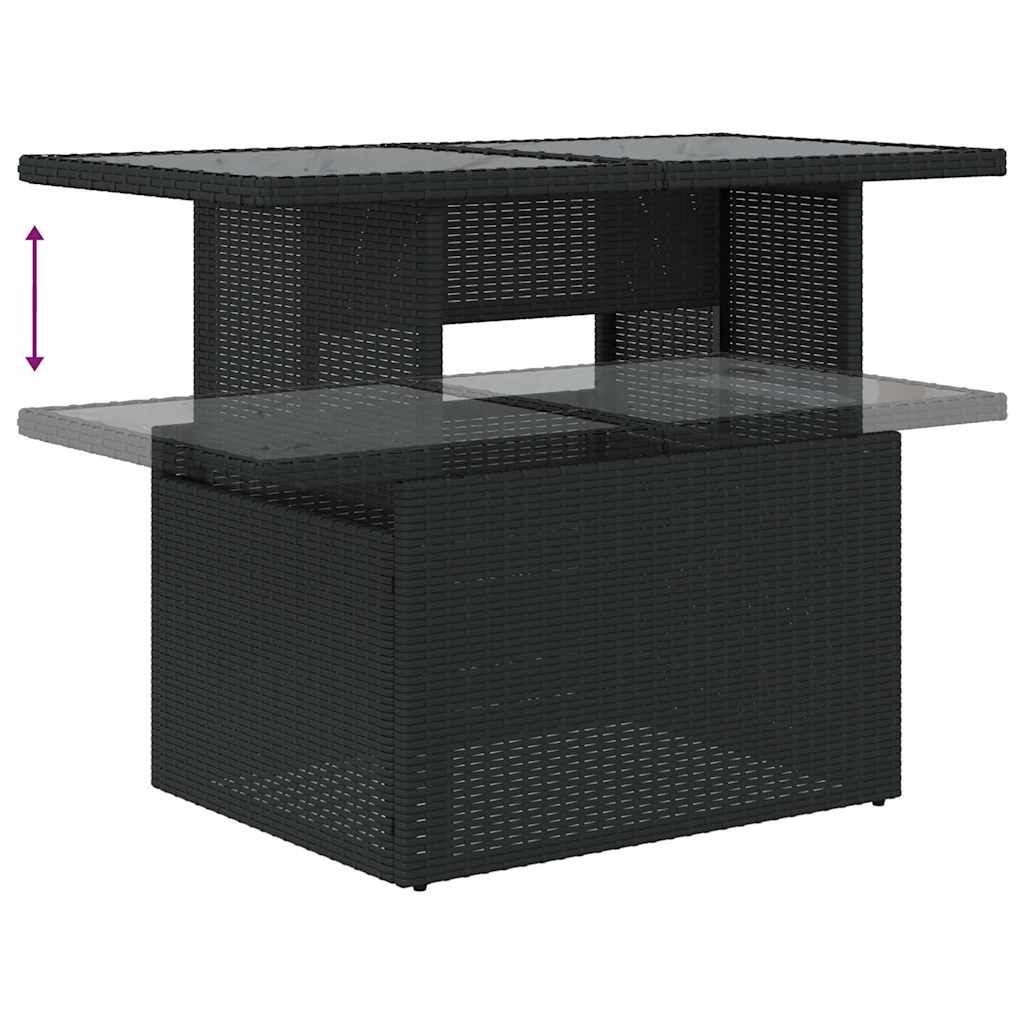 7-delige Loungeset met kussens poly rattan acacia grijs