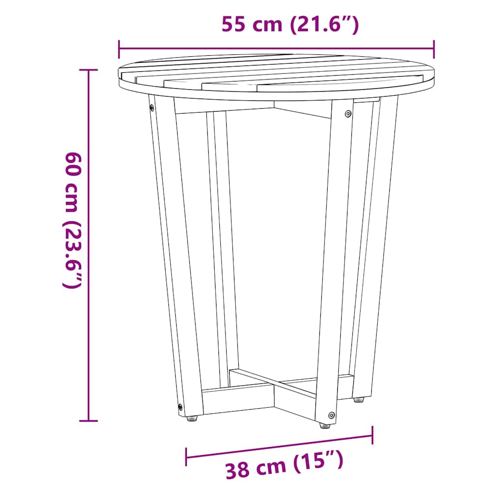 Tuinbijzettafel rond Ø55x60 cm massief acaciahout