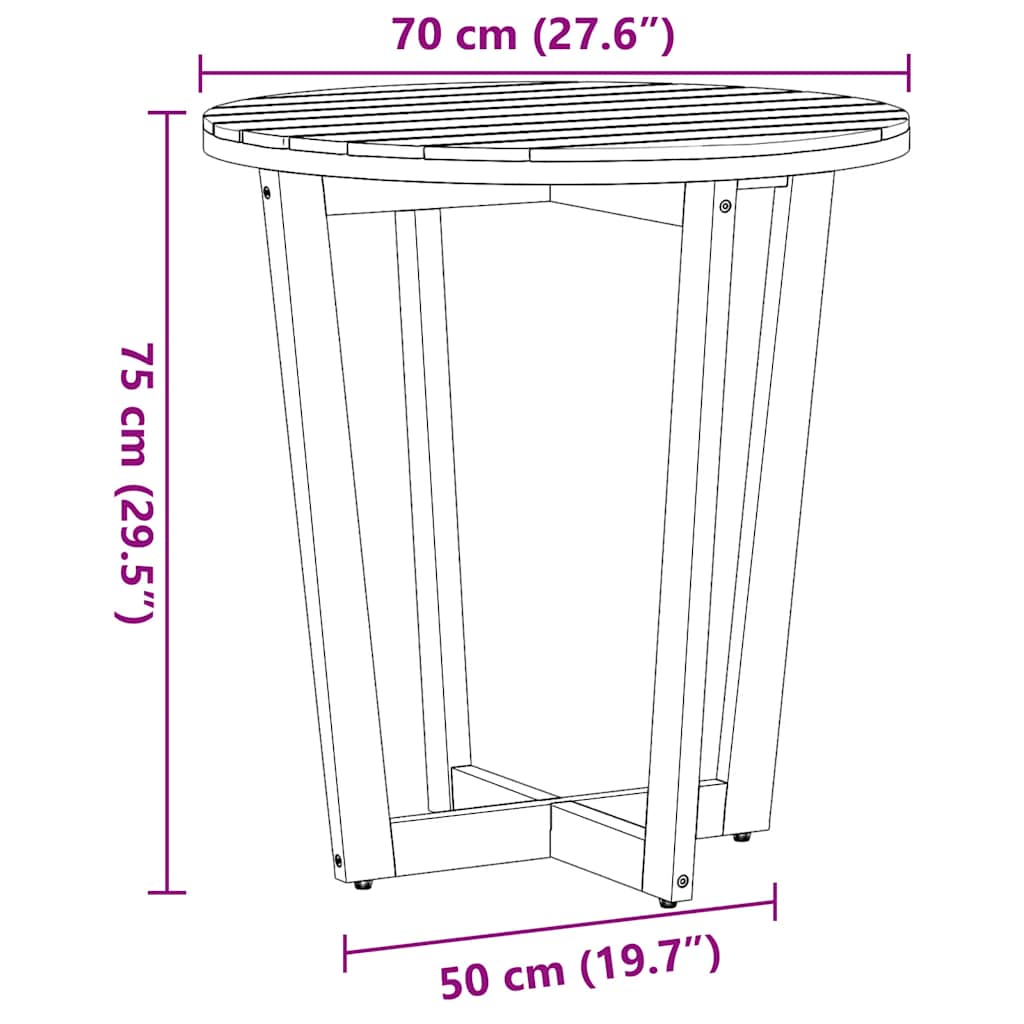 Tuinbijzettafel rond Ø70x75 cm massief acaciahout