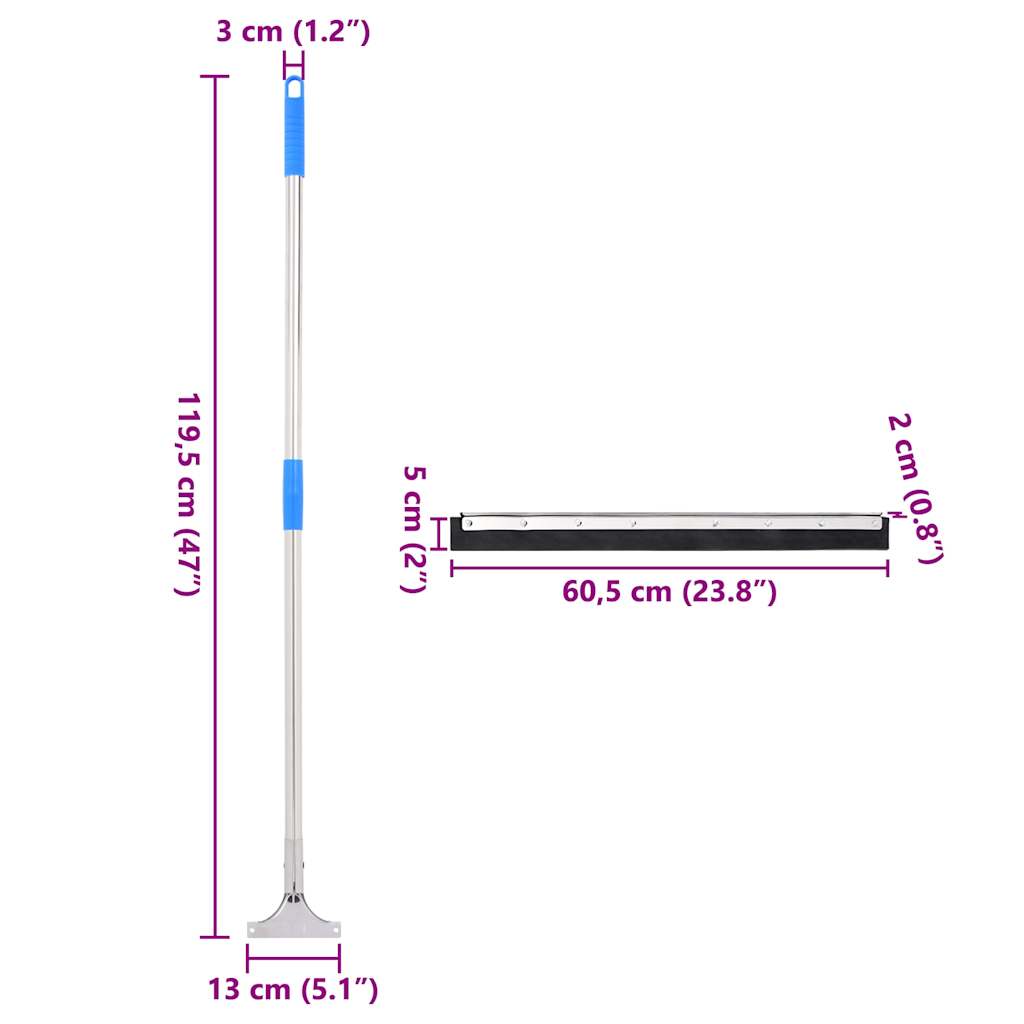 Vloerwisser 60,5x119,5 cm staal en rubber
