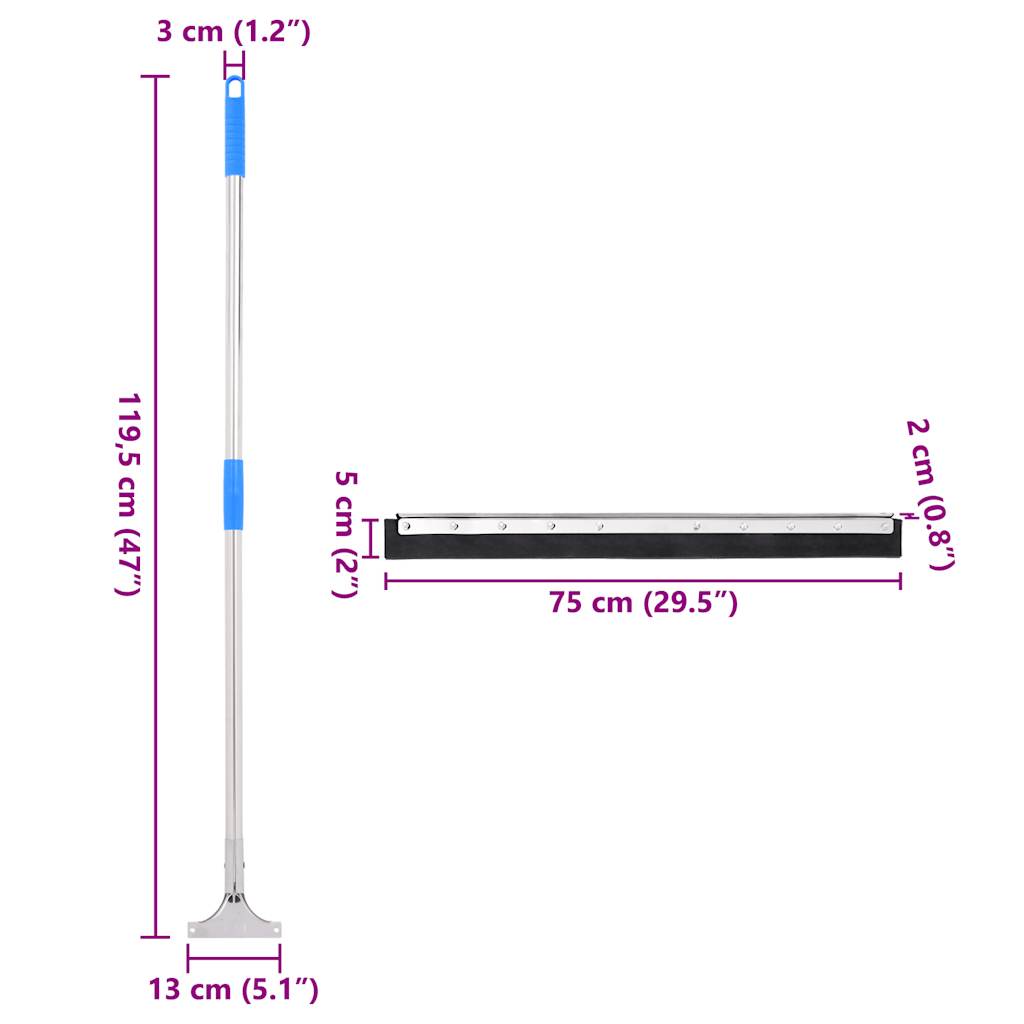 Vloerwisser 75x119,5 cm staal en rubber