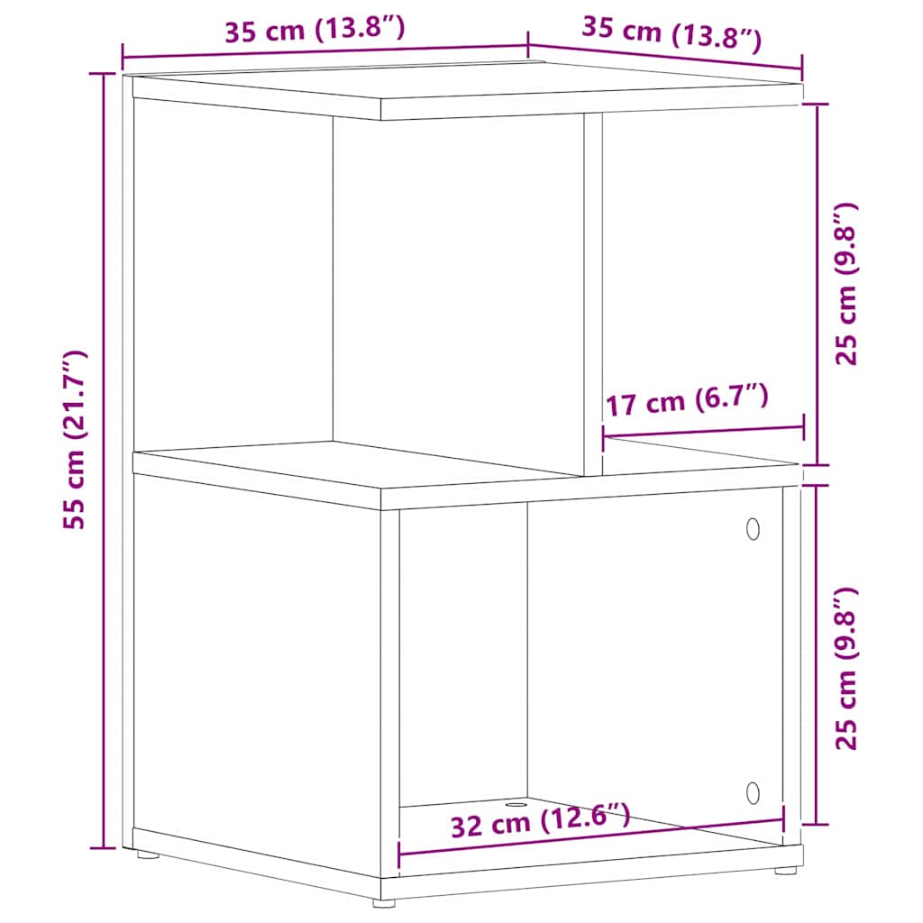 Nachtkastje 2 pcs Zwart Eiken 35 x 35 x 55 cm Bewerkt hout