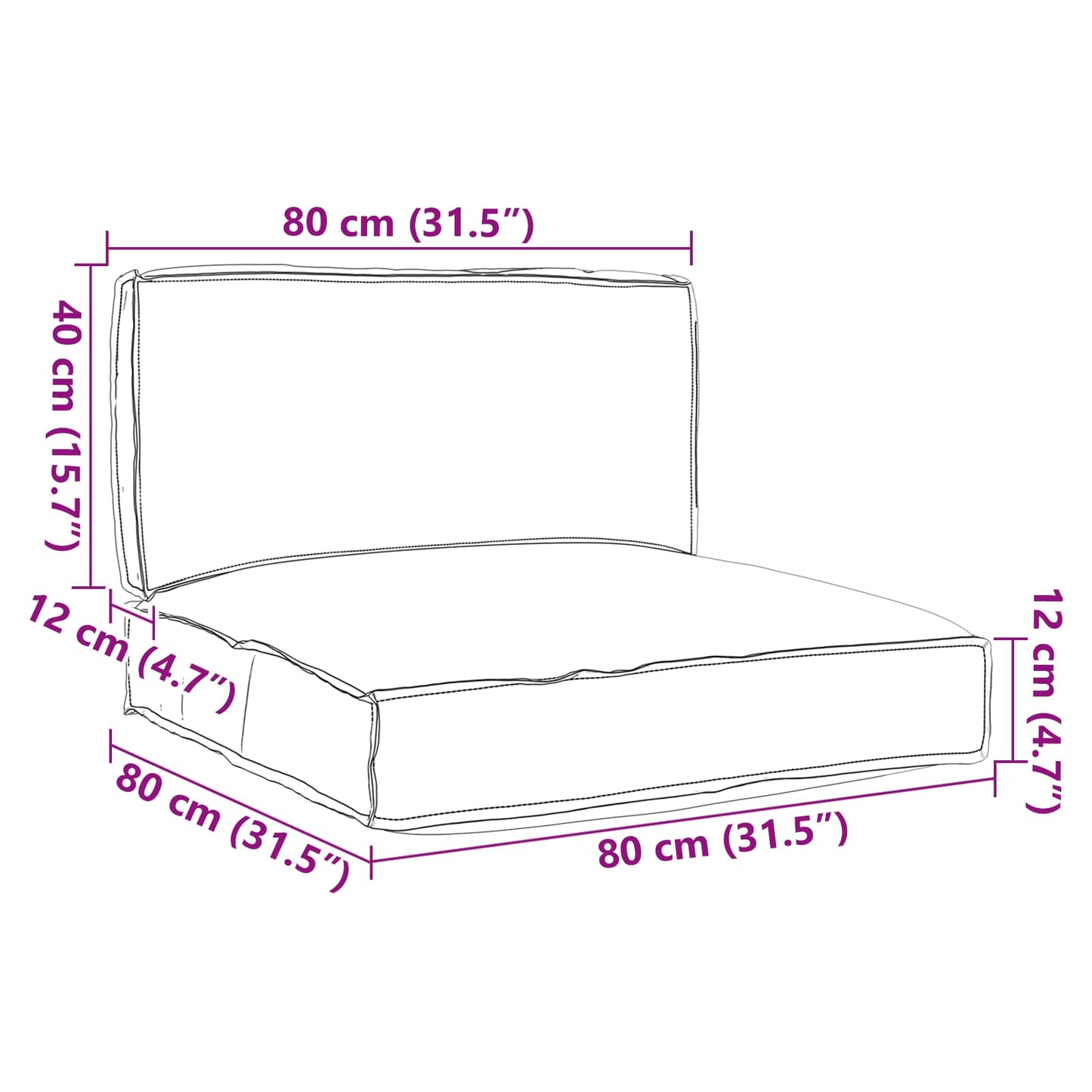 Pallet Kussen Set 2 pcs Taupe Oxford Stof