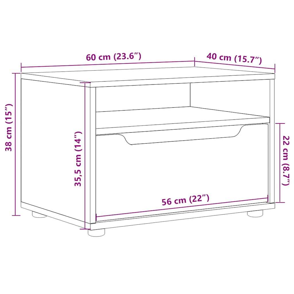 Tv-meubel VISNES 60x40x38 cm bewerkt hout betongrijs