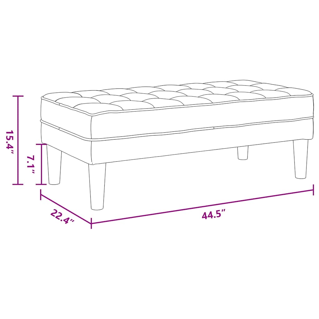 Bank met kussen Zwart 113 x 57 x 39 cm Stof