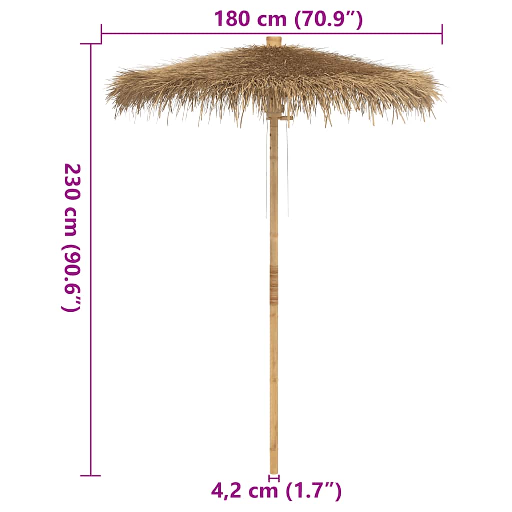 Tiki Paraplu met Bananenblad Luifel 180 cm Bamboe