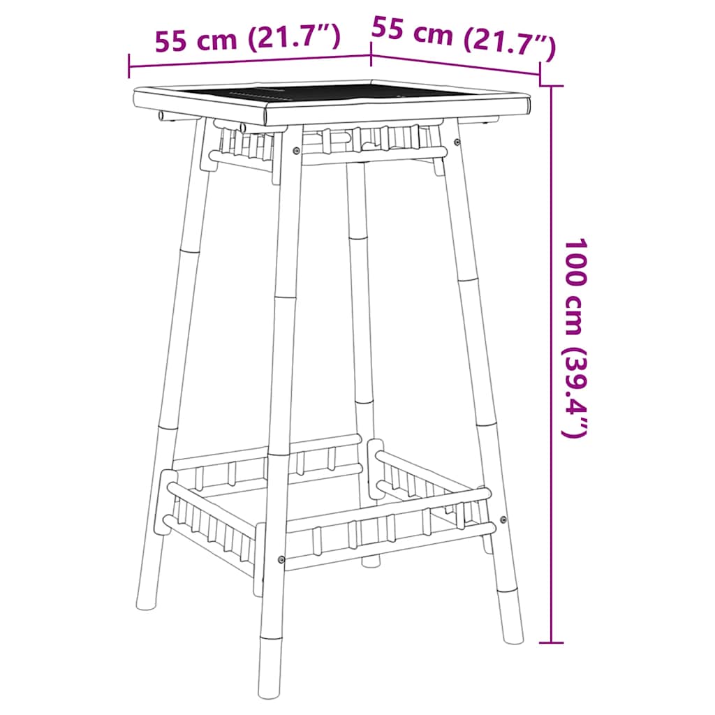 Bartafel Voor Buiten Vierkant 55X55X100 Cm Bamboe