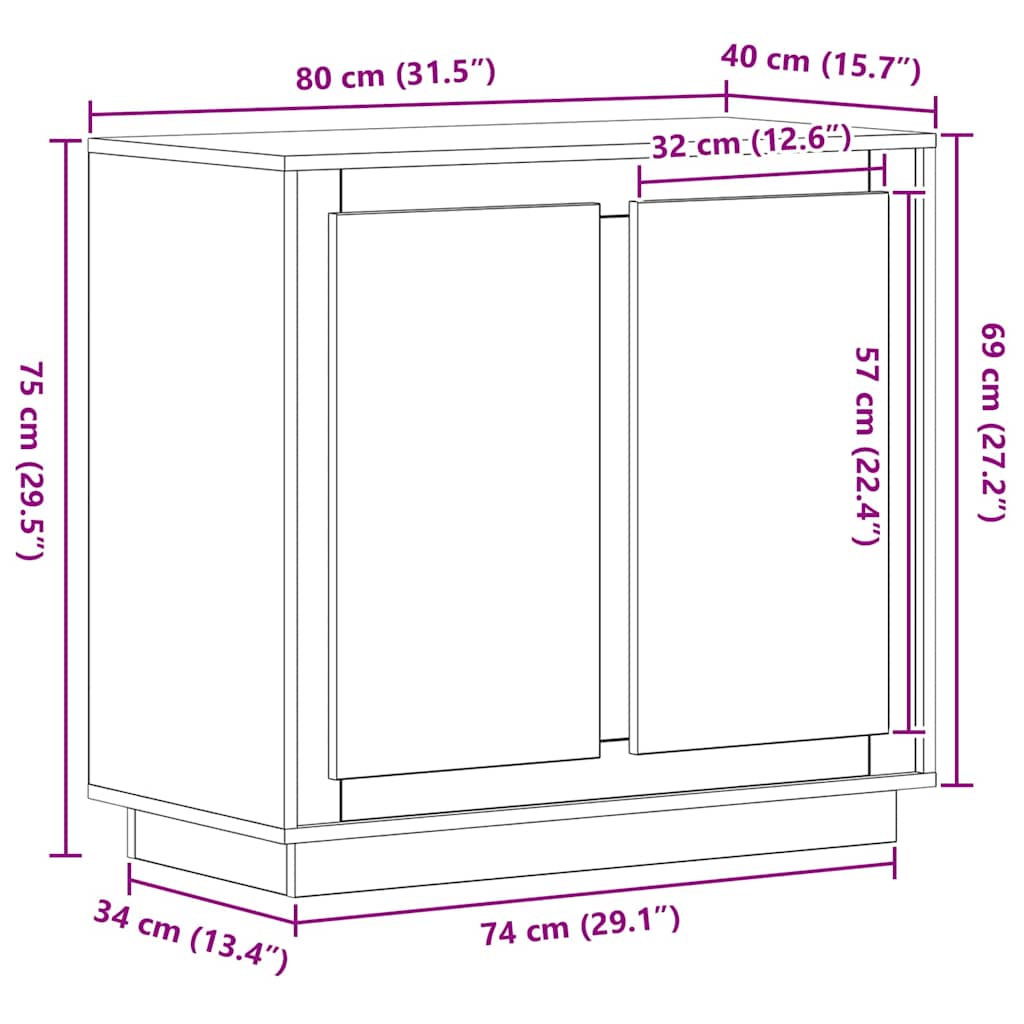 Dressoir Oudhout 80 x 40 x 75 cm Bewerkt hout