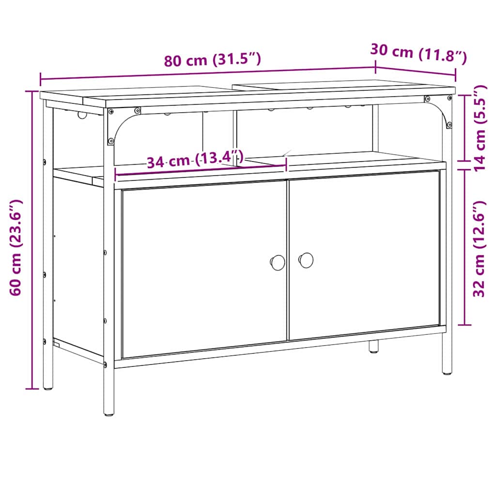Badkamertenk te kast Bruin 80 x 30 x 60 cm Bewerkt hout