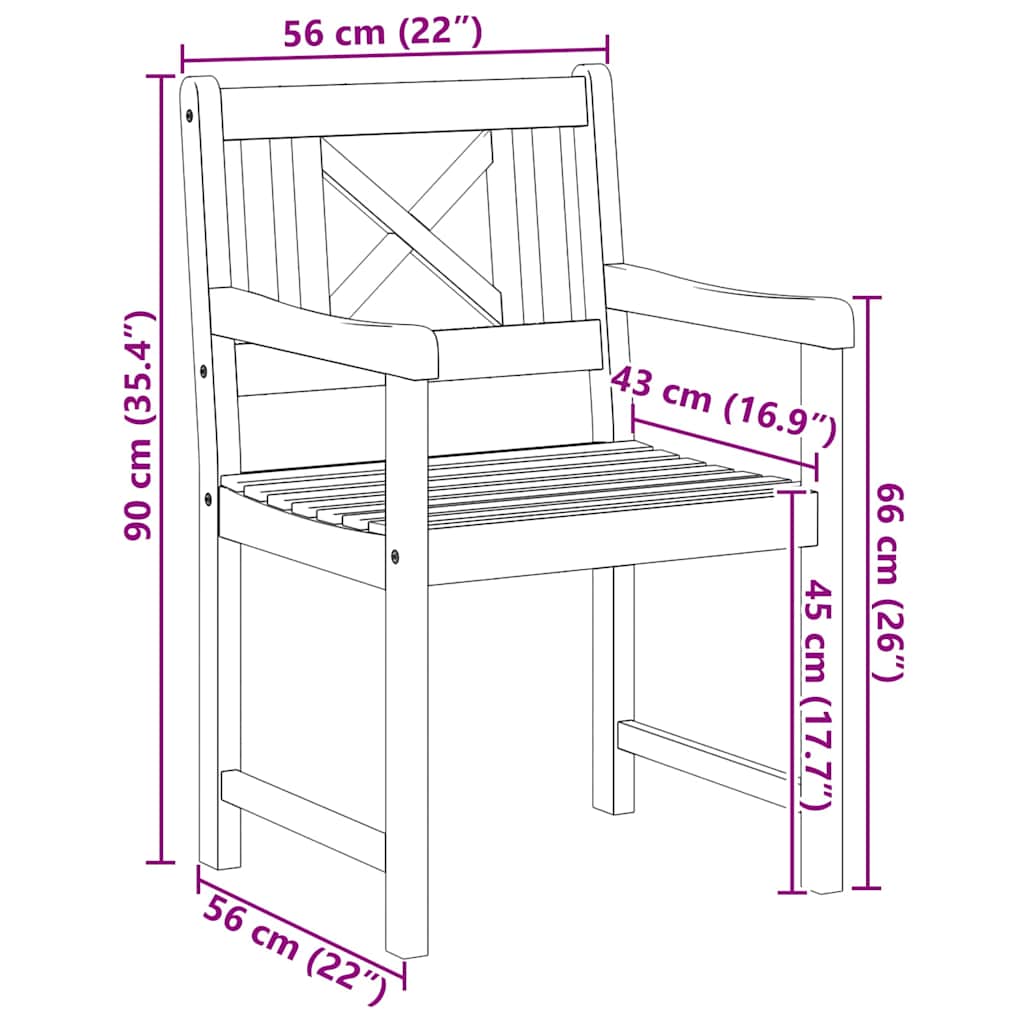 Tuinstoel 6 Pcs 56 X 56 X 90 Cm Massief Acaciahout Kruislatten