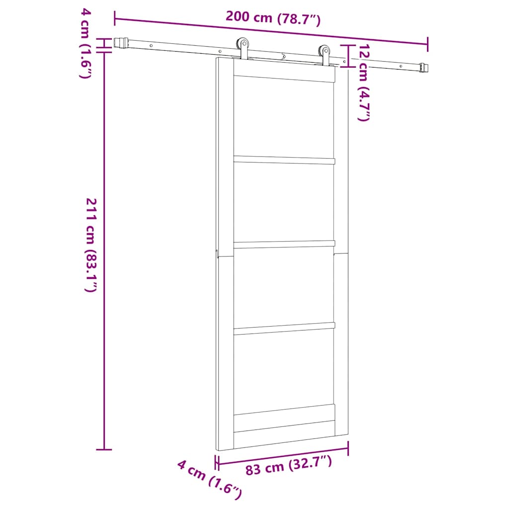 Schuifdeur Orkdal Hout En Metaal Wit 83 x 211 cm