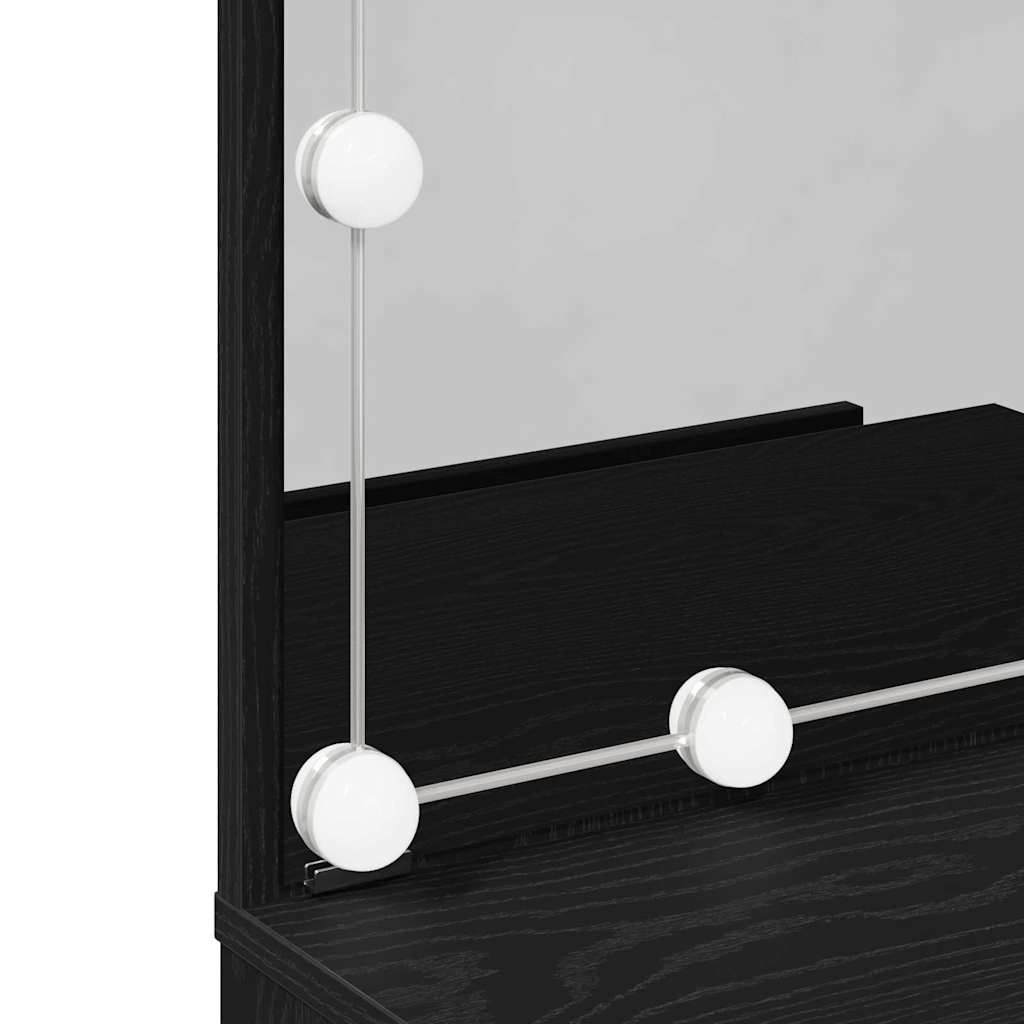 LED Make-up Tafel Set met lade Zwart Eiken 140 x 40 x 140 cm