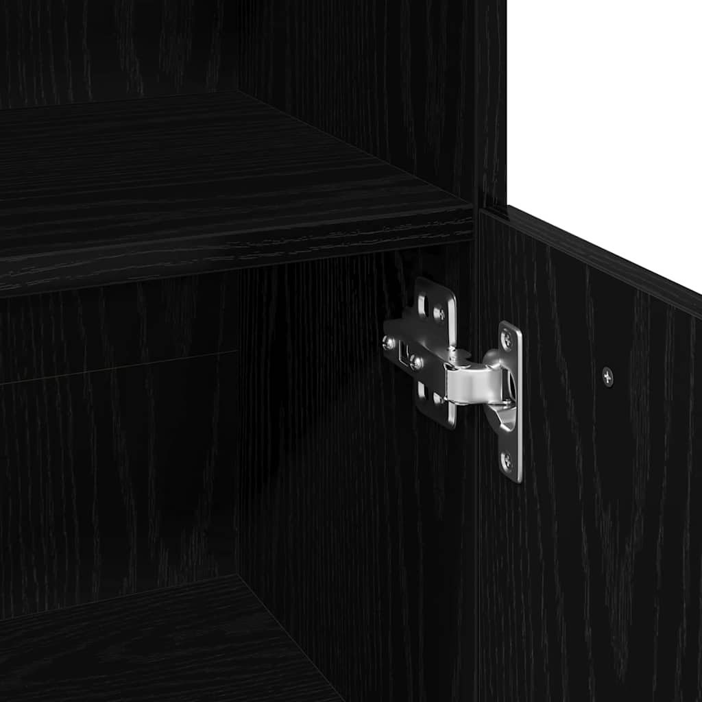 Badkamermeubelset 3 pcs Zwart 30 x 30 x 179,5 cm Bewerkt hout