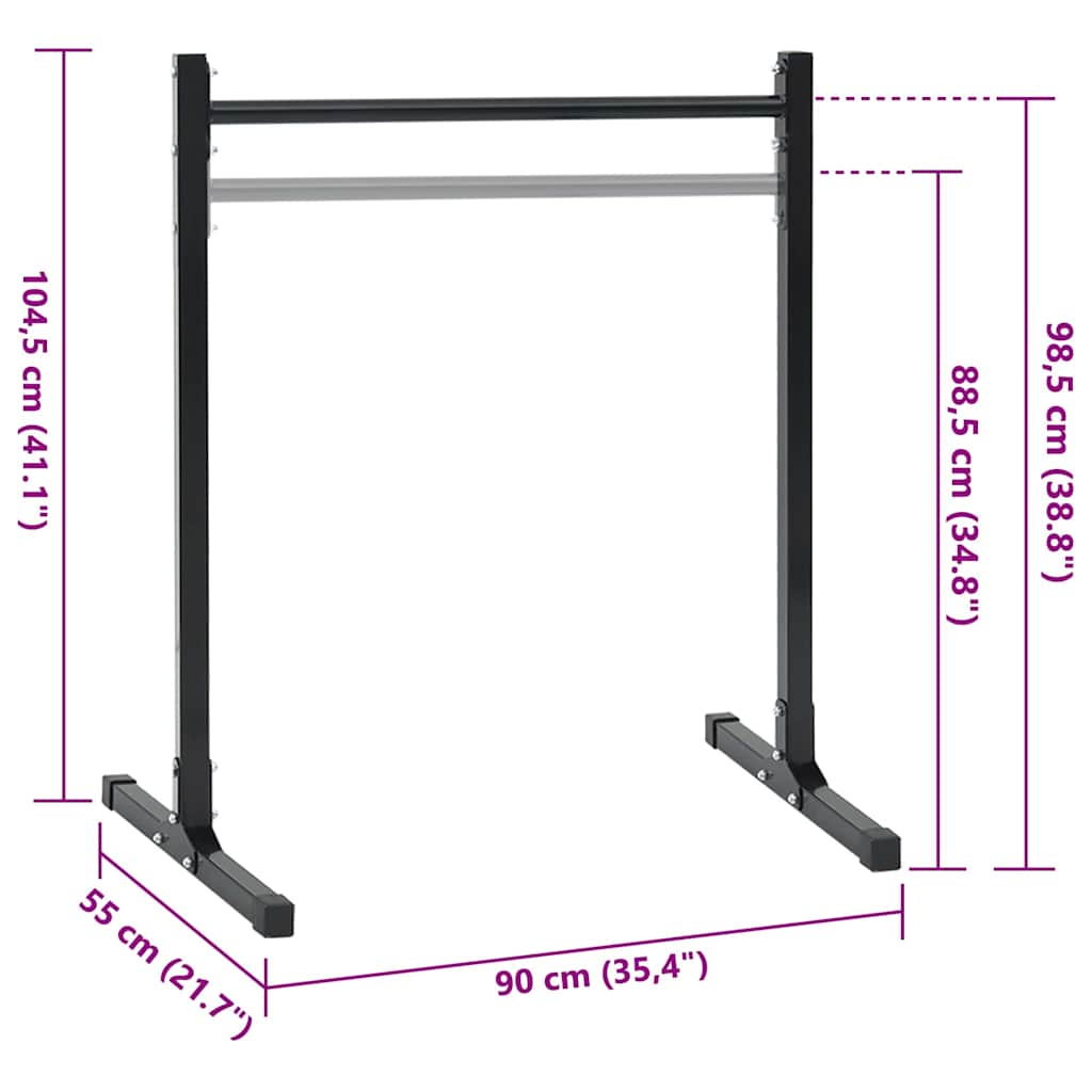 Dip station 2 pcs Zwart 55 x 90 x 104.5 cm Gepoedercoat staal