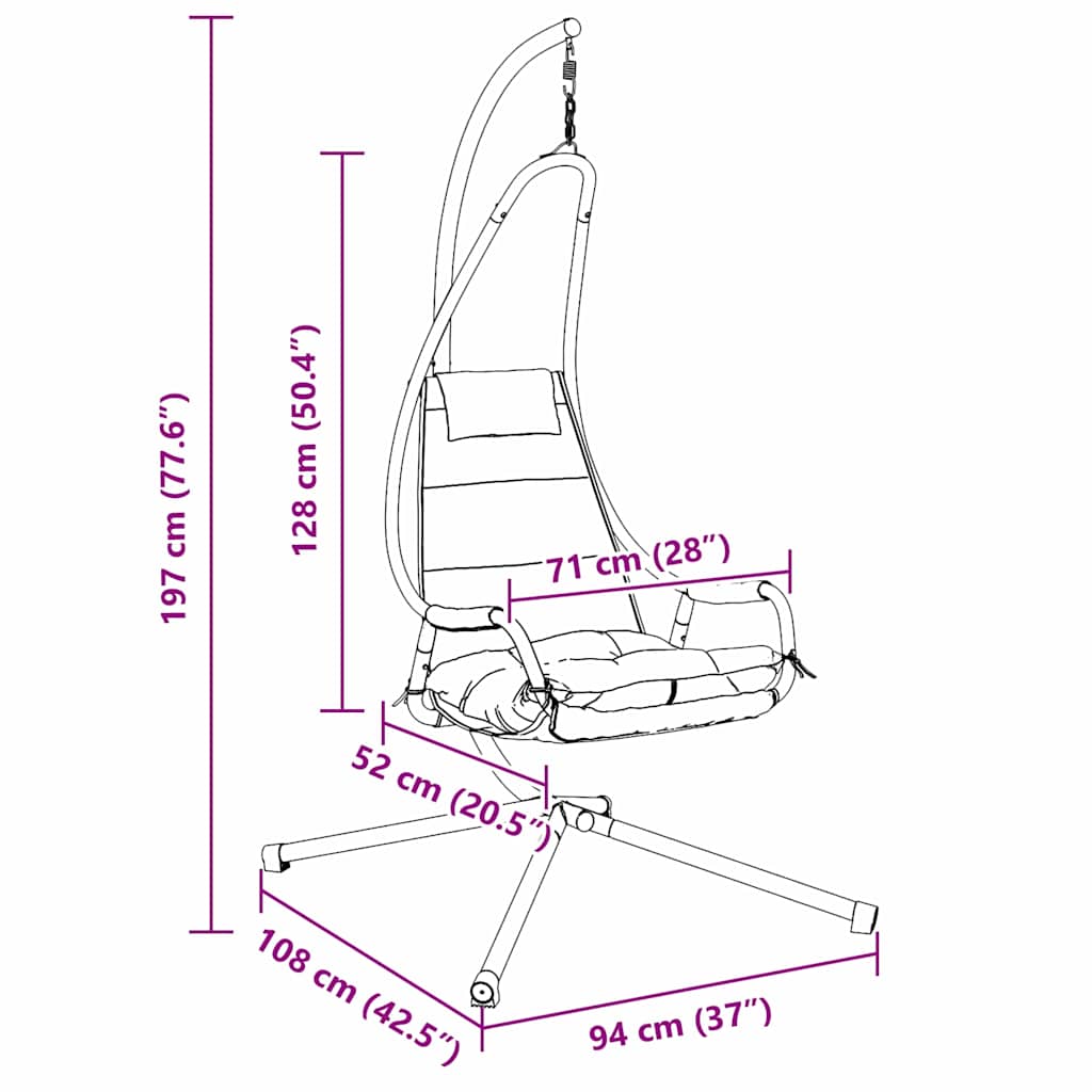 Hangende ei-stoel Antraciet 94 x 107 x 196,5 cm Staal
