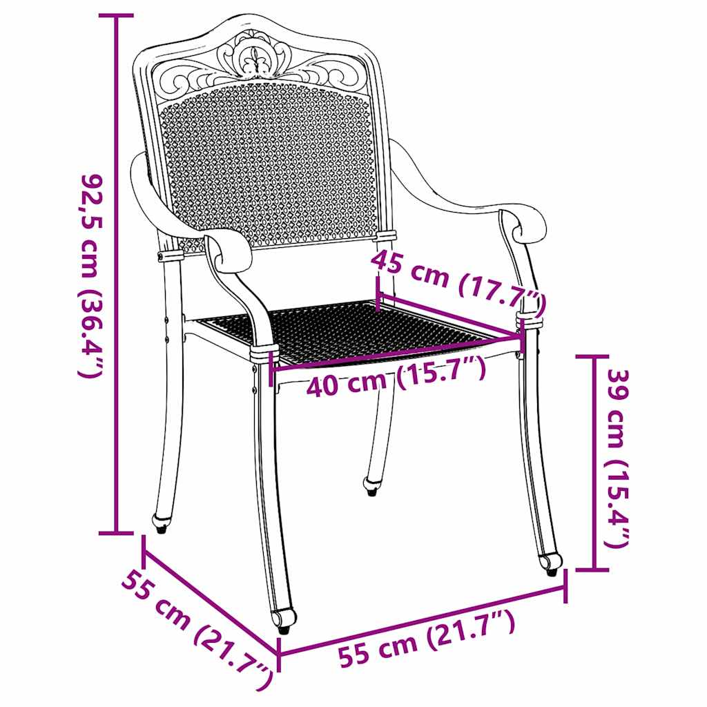 Tuinstoel 2 pcs Brons 55 x 55 x 92,5cm Aluminium