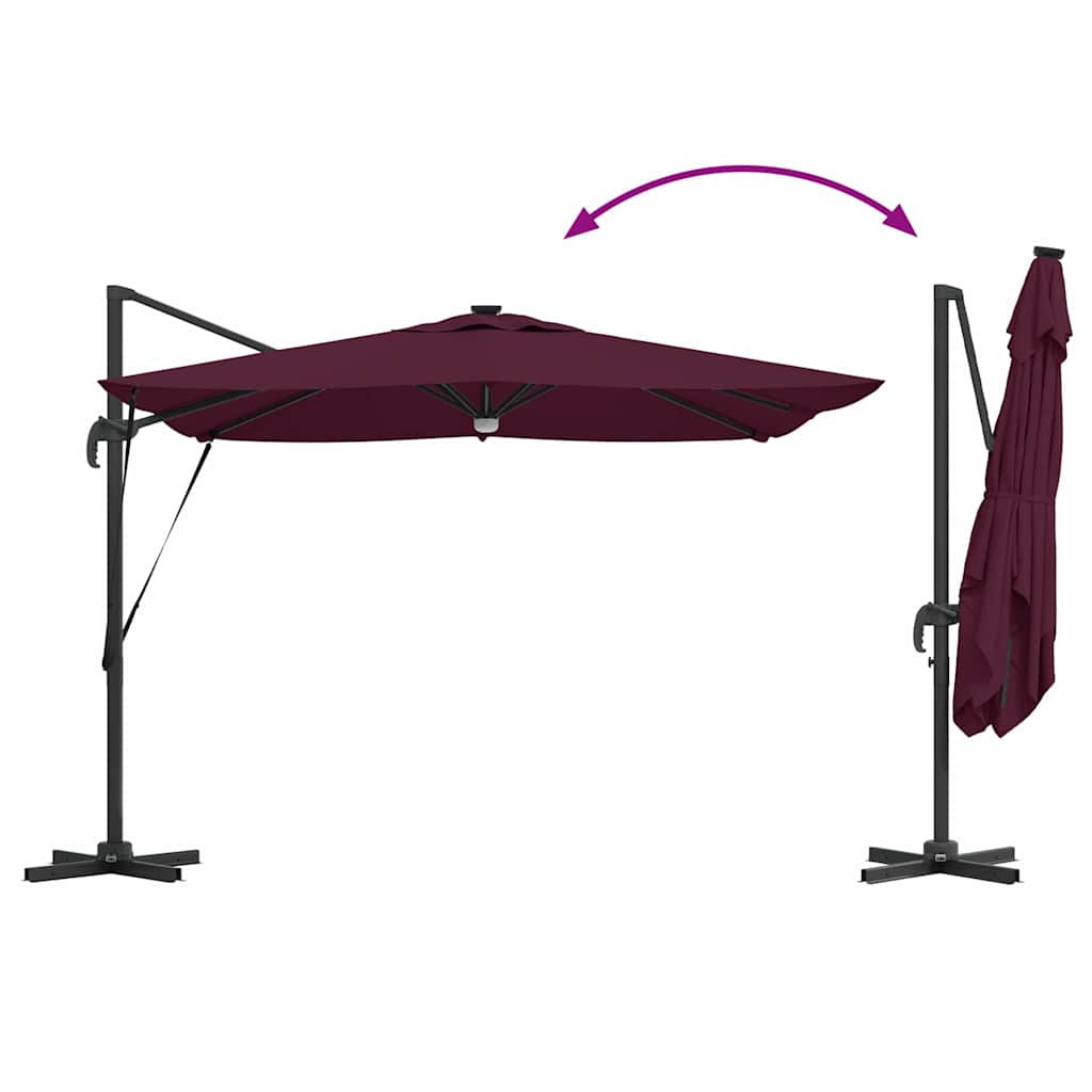 Roma Parasol Rood 286 X 284 X 270 Cm Aluminium En Polyester Bordeauxrood