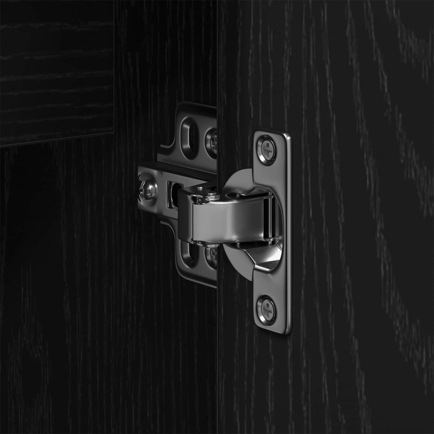 Badkamermeubelset met plank met opslag 4 pcs Zwart Bewerkt hout