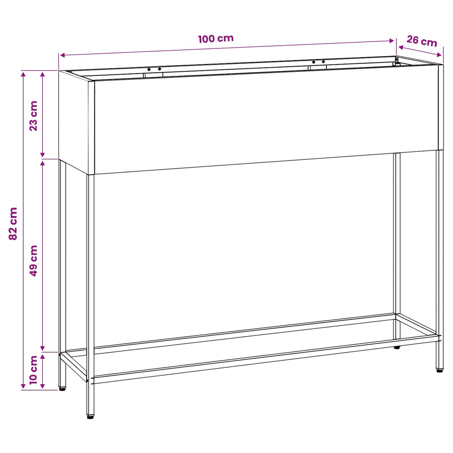 Verhoogde Tuin Plantbak Wit 100 x 26 x 82 cm Staal