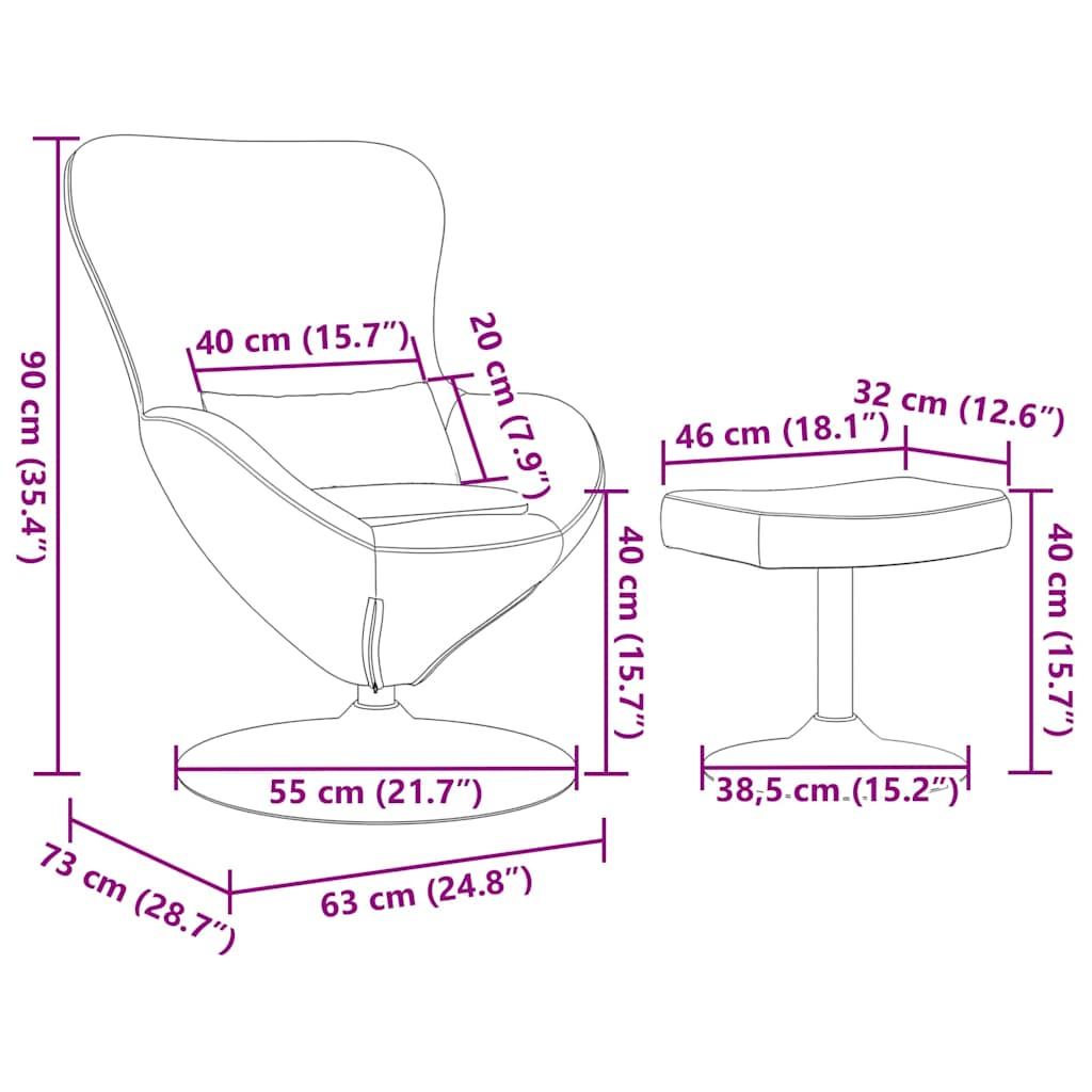 Egg Chair met Voetsteun Bruin 63 x 73 x 90 cm Fluweel