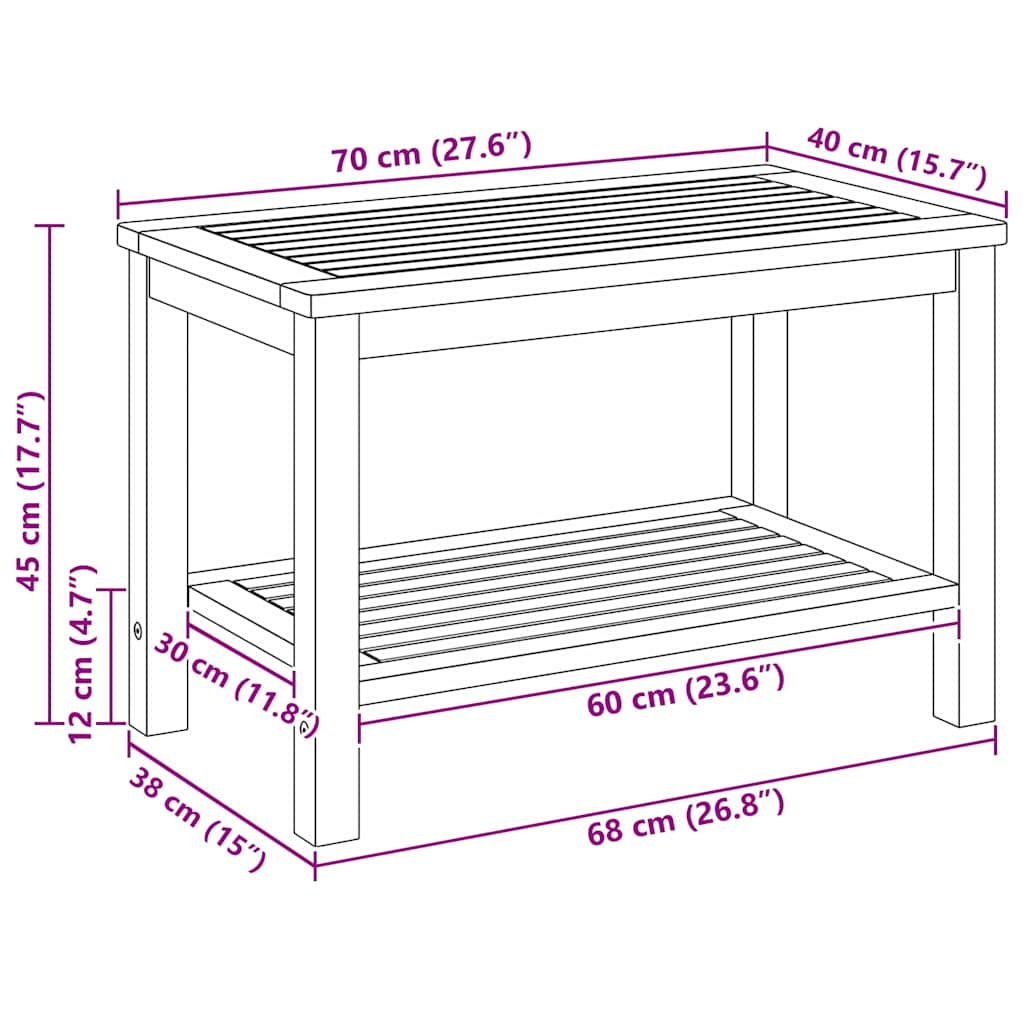 Bijzettafel Bruin 70 x 40 x 45 cm Massief Acaciahout