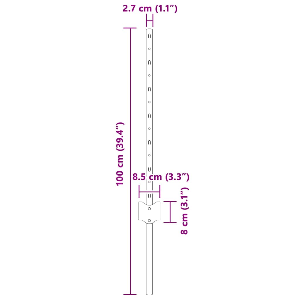 Afrasteringspaal 11 pcs Groen 100 cm Staal