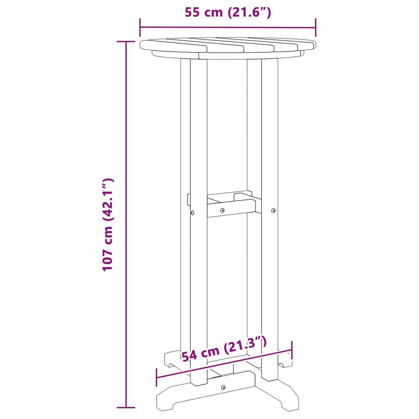 Bartafel Lichtgrijs 55 x 55 x 107 cm Polyetheen