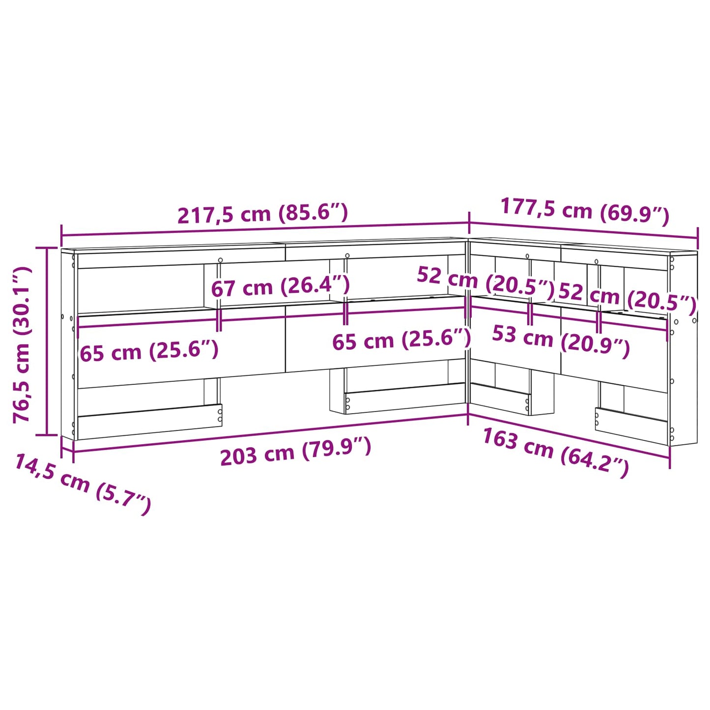 Opberghoofdbord Met Plank 160 Cm Bewerkt Hout 160 x 200 cm