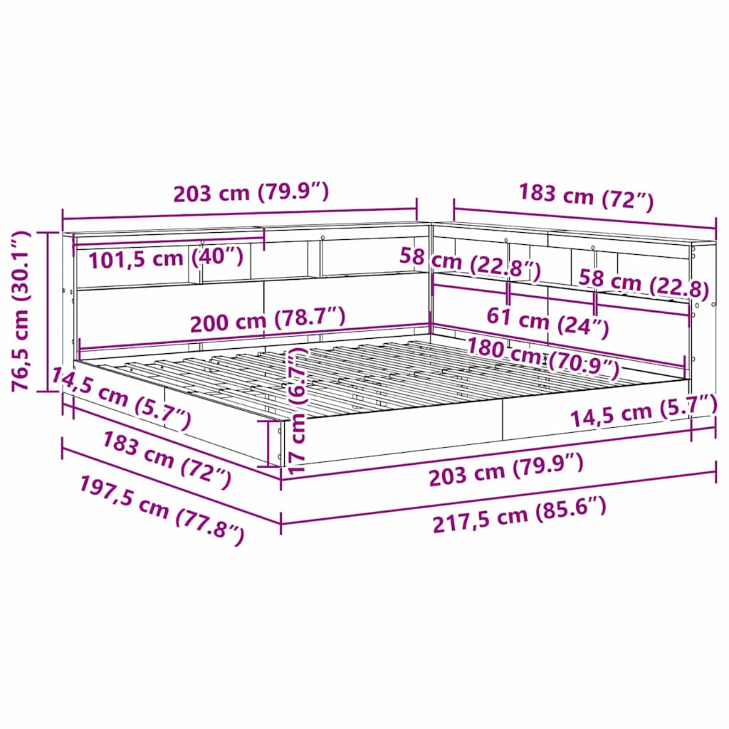 Boekenkast Bed Met Opslag Bewerkt Hout 180 x 200 cm