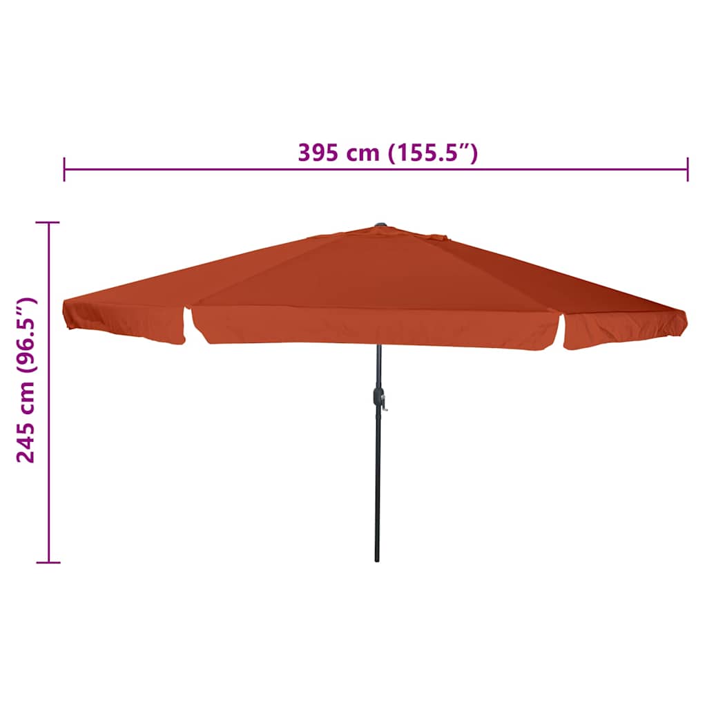 Tuinparasol Terracotta 395 x 395 x 245 cm Polyester en staal