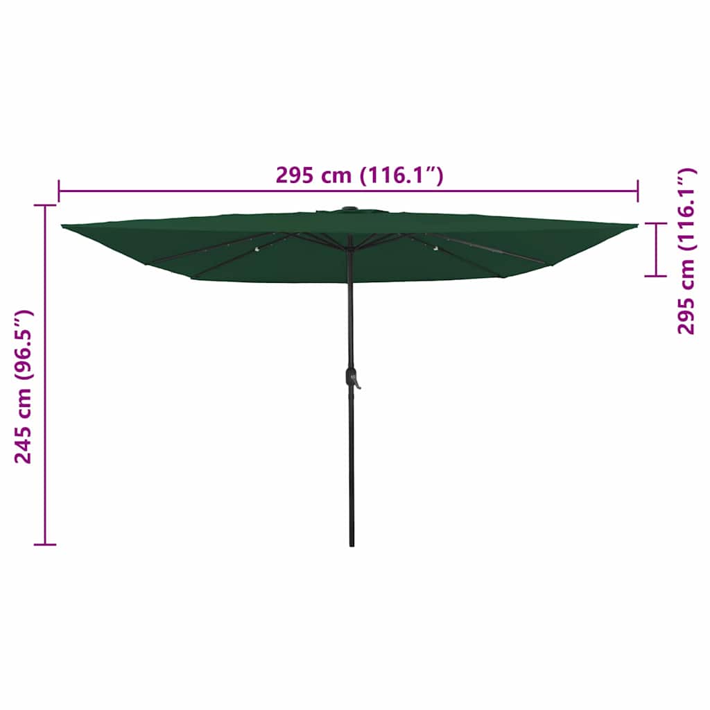 Tuinparasol Groen 295 x 295 x 245 cm Polyester en staal