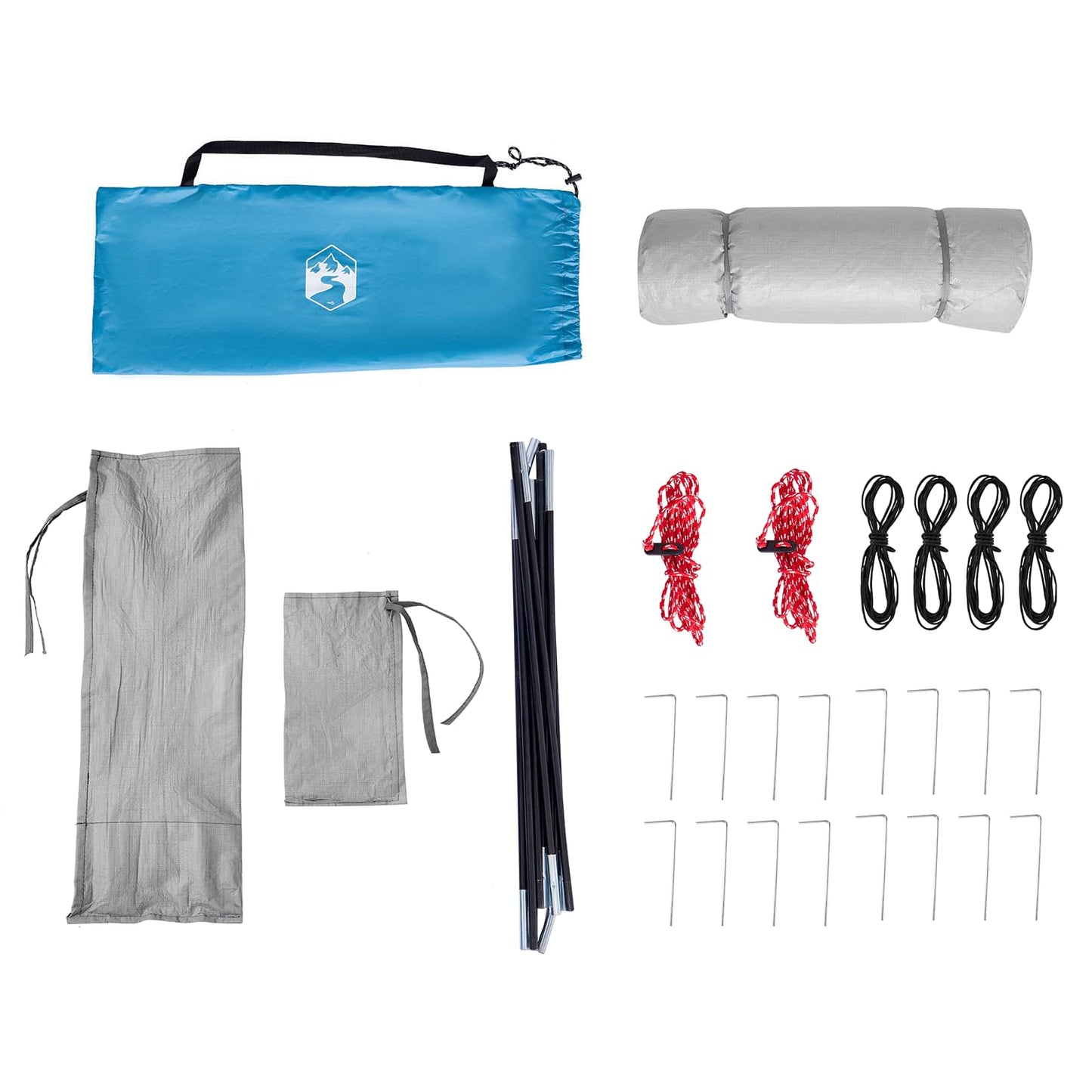 Camping Tent Set met dak met opslag 2 pcs Blauw Taffeta en Stof