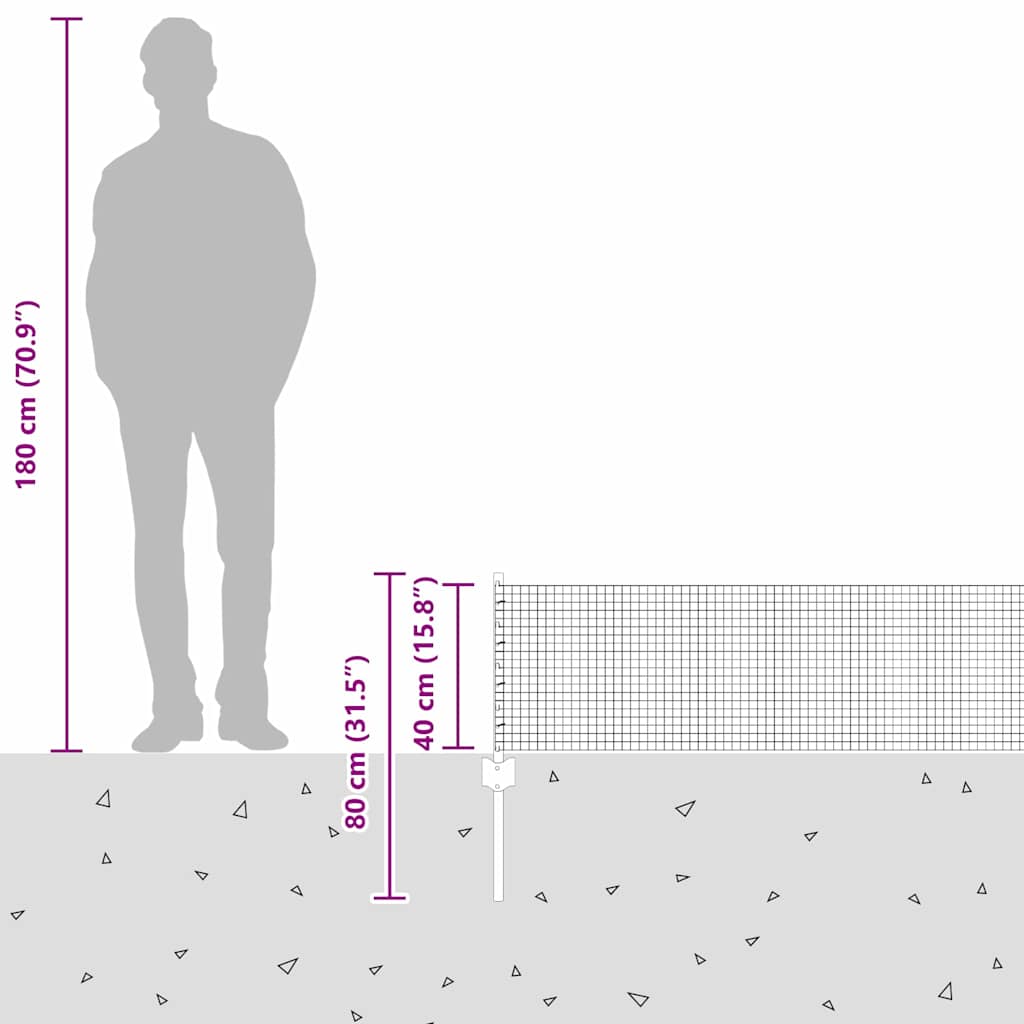 Hek En Paal 0,4 X 10 M Staal Grijs 10 x 0,4 m hek (1,9 x 1,9 cm gaas) Gelast draadhek