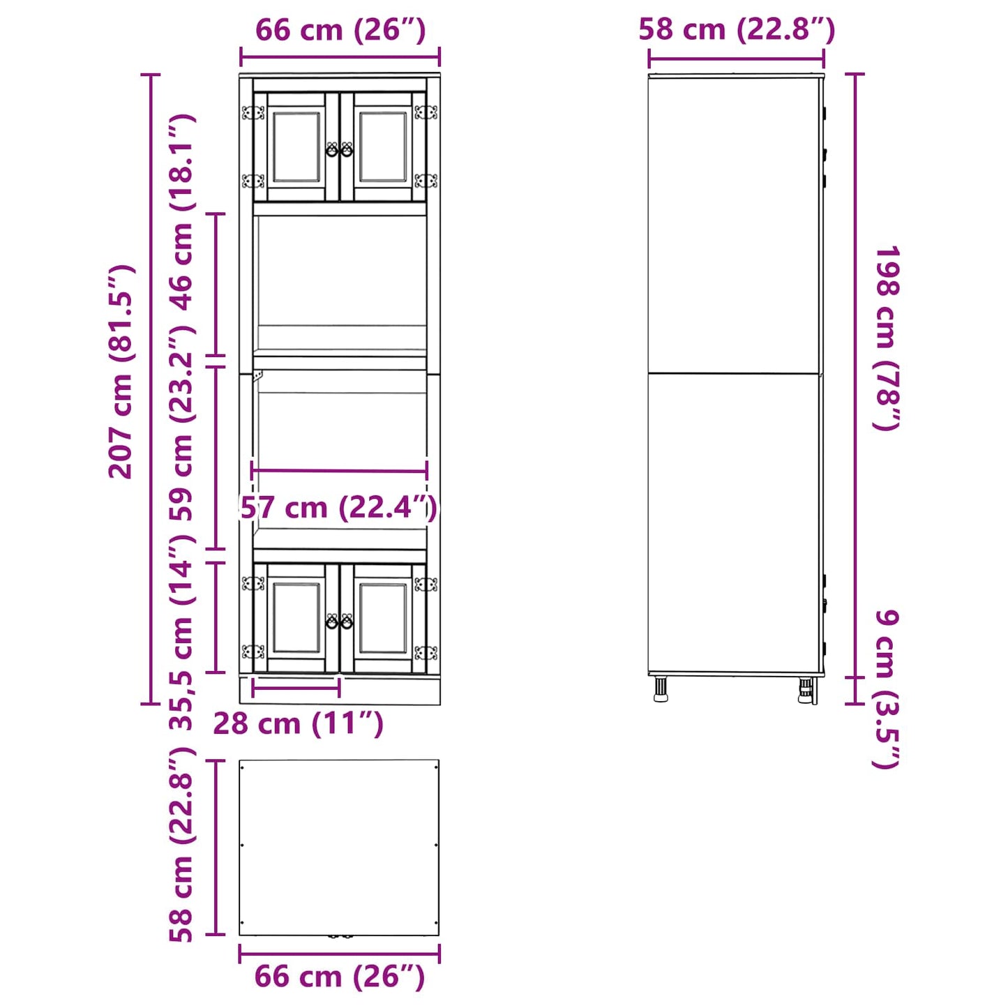 Kast Met Plank Honing 60 X 32 X 40 Cm Massief Grenenhout Wandkast met deuren