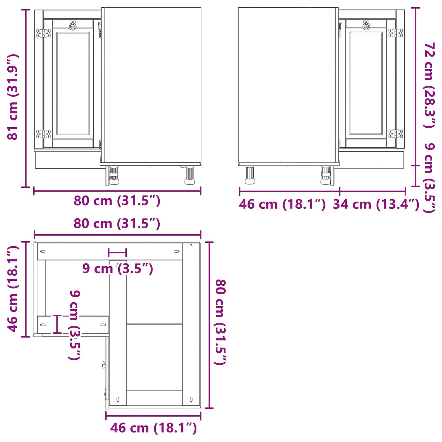 Kast met plank Honing 60 x 32 x 40 cm Massief grenenhout