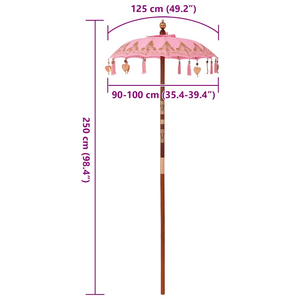 Balinese Parasol Roze 125 x 125 x 260 cm