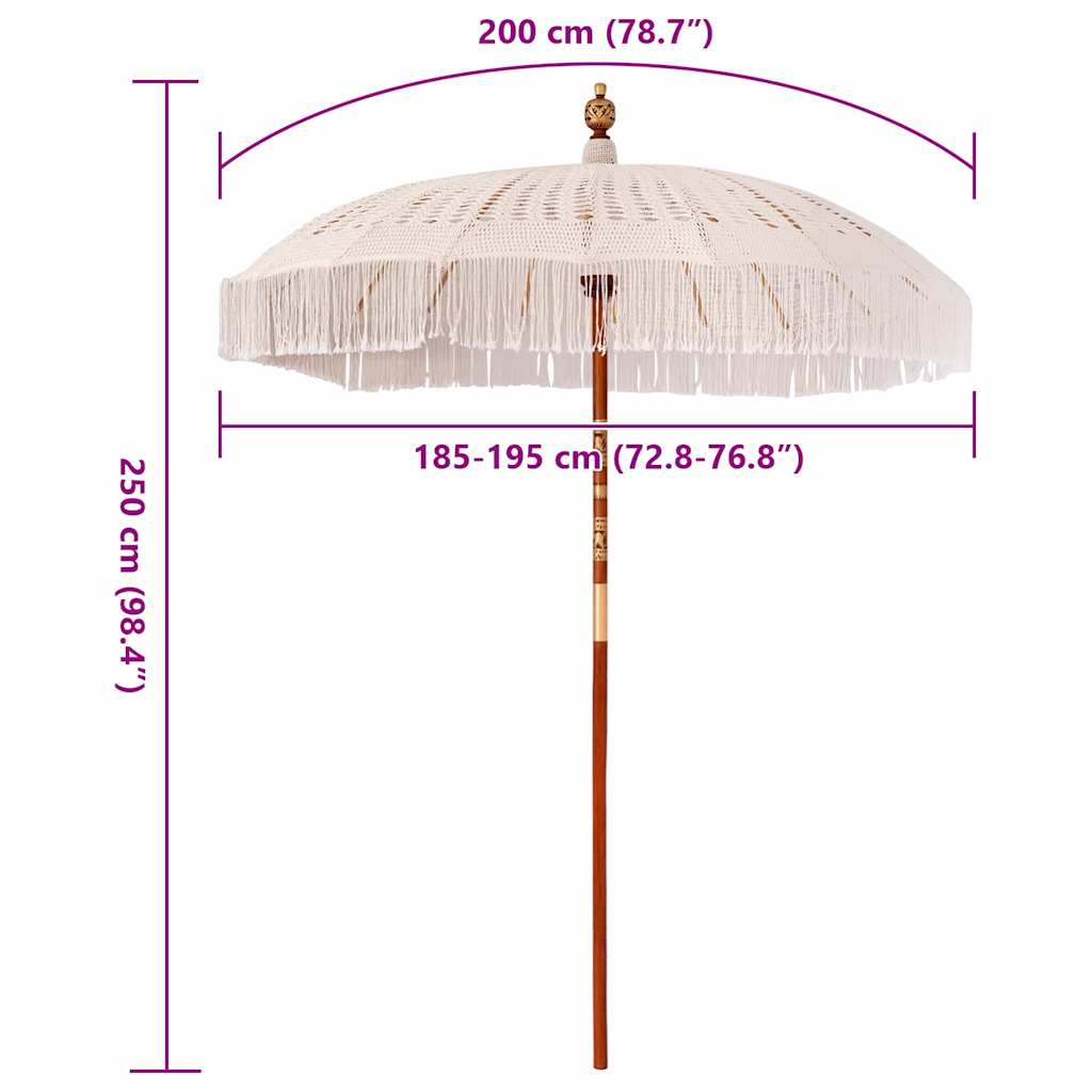 Parasol Anders Crème x 250 cm Katoen en massief hout