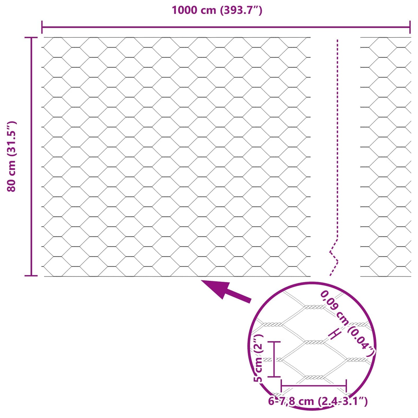 Hexagon Hek Groen 0,8 x 10 m PVC