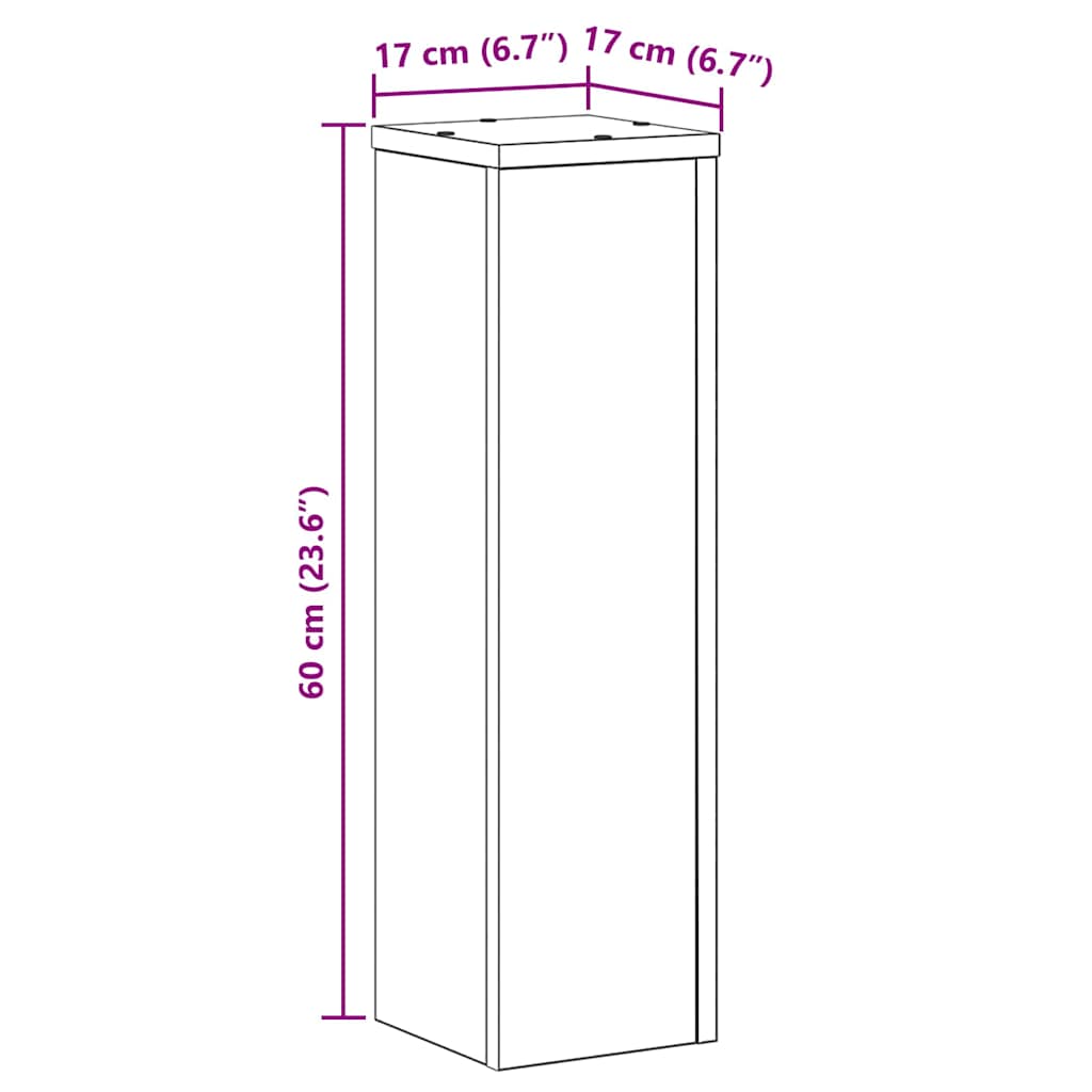 Plantenstandaard 2 pcs Zwart Eiken 17 x 17 x 60 cm Bewerkt hout