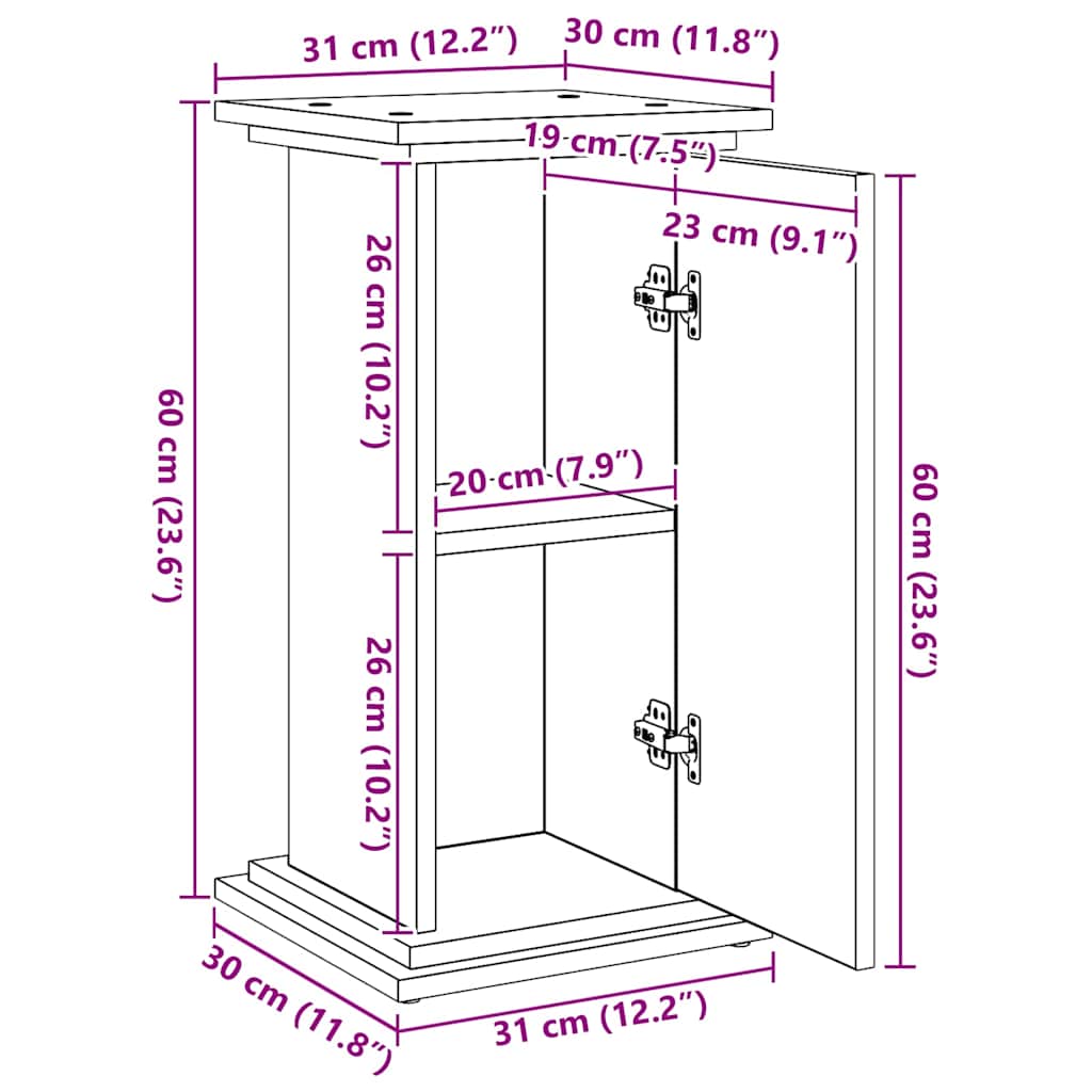 Displaystand met plank Zwart Eiken 31 x 30 x 60 cm Bewerkt hout