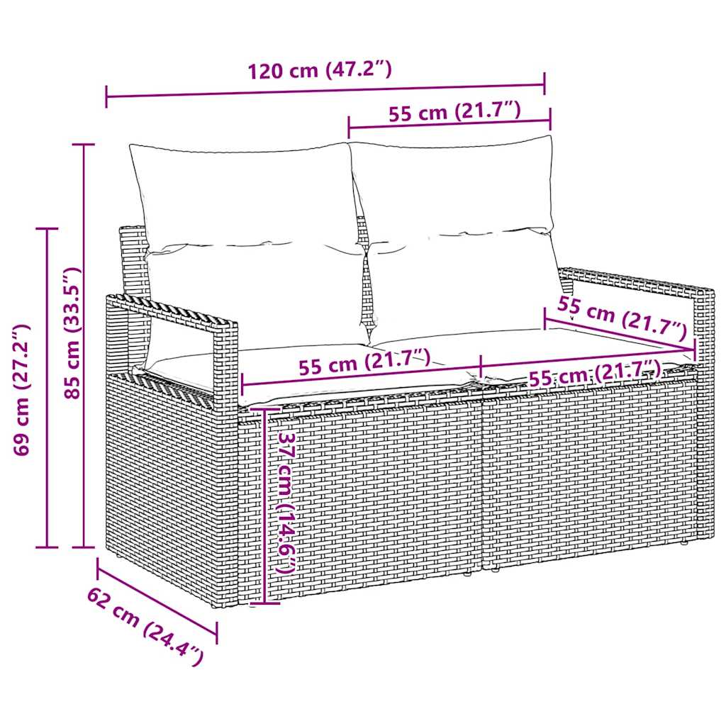 Tuinbankenset 10 st 9-Aantal zitplaatsen Beige en Crème