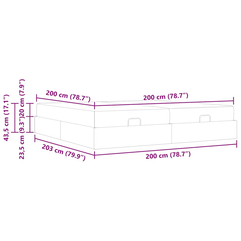 Bedframe met opslag Taupe 200 x 200 cm Stof
