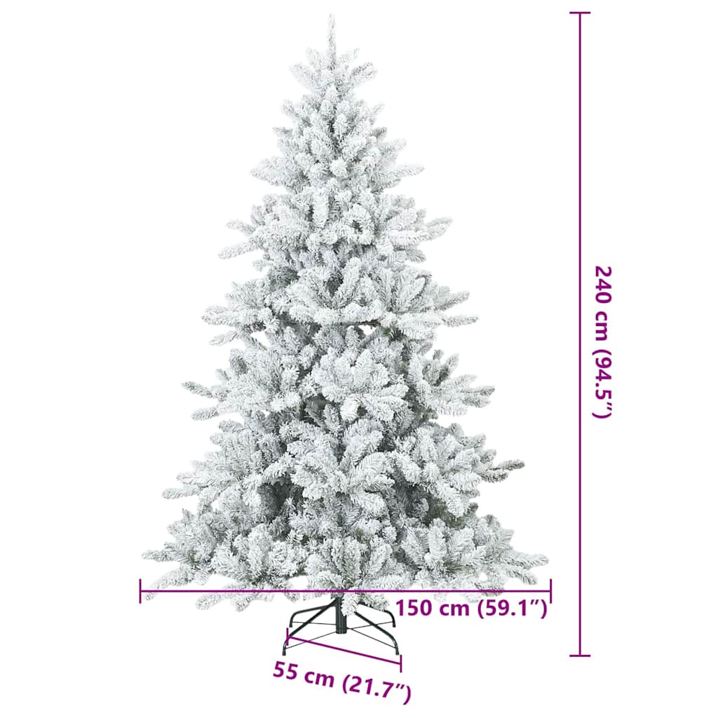 Moderne Kunststof Scharnierende Kerstboom Sneeuw Bedekt Wit