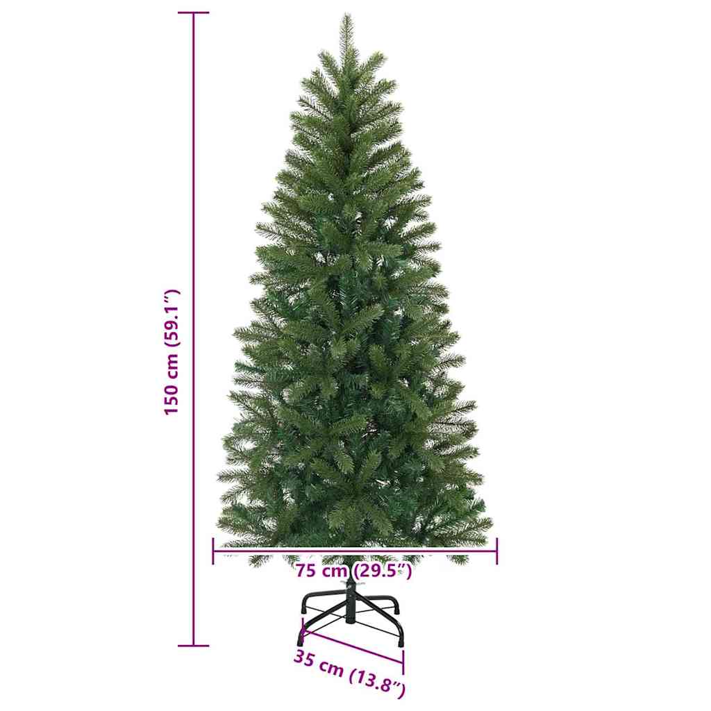 Kunstkerstboom met 150 LED met standaard Groen 150 cm PE en PVC