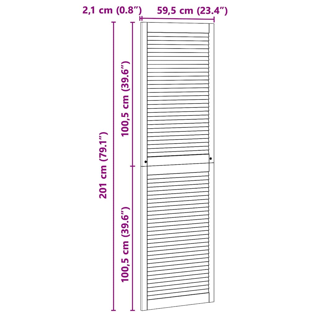 Kastdeuren 2 pcs Bruin 201 x 59.5 x 2.1 cm Massief grenenhout