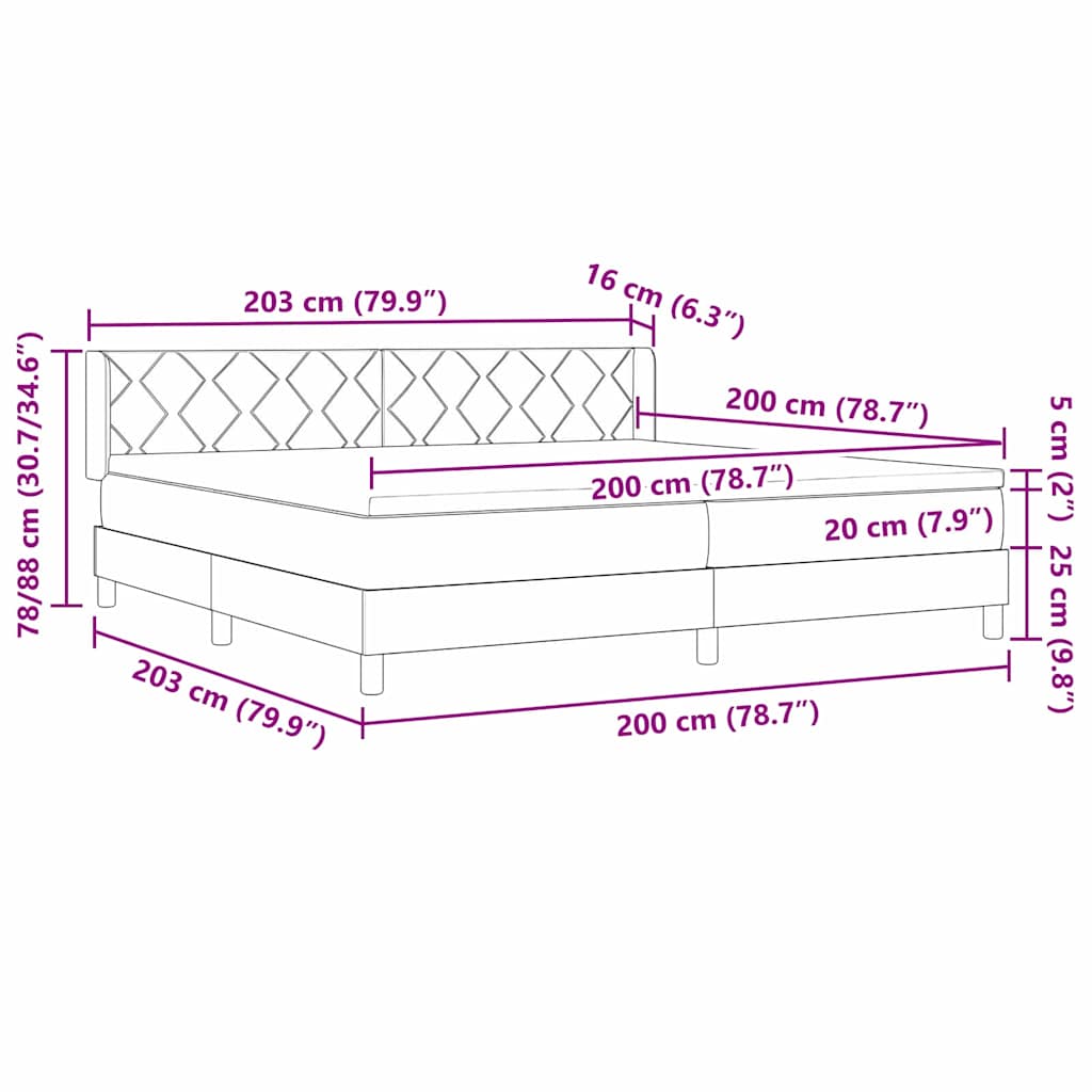 Boxspringbed met hoofdeinde Taupe 200 x 200 cm Stof
