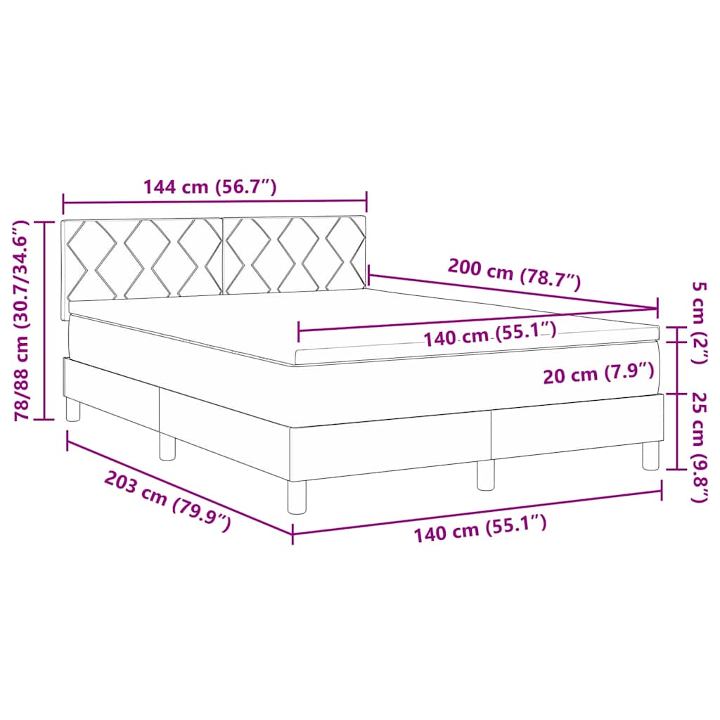 LED Box Spring Bed met hoofdeinde Donkerbruin 140 x 200 cm Stof