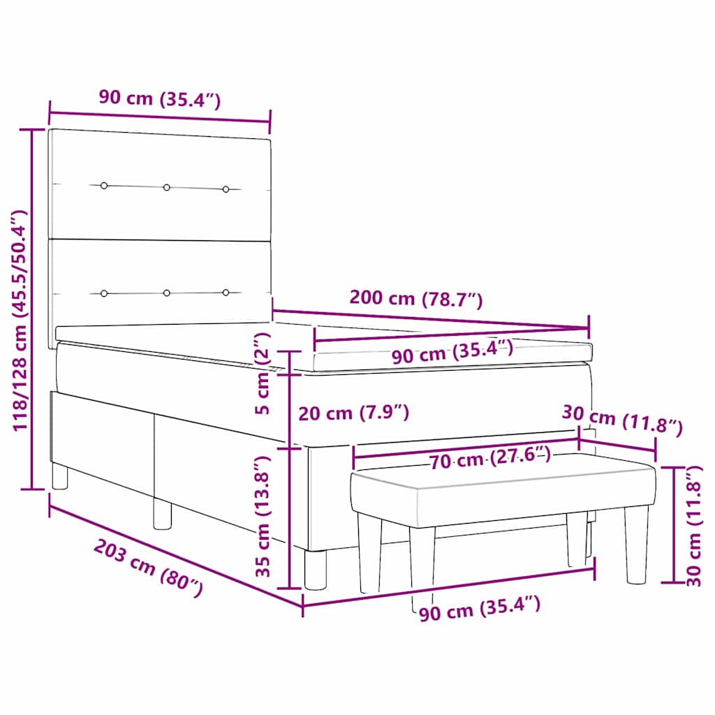 Boxspring bed met matras Roze 90 x 200 cm Fluweel