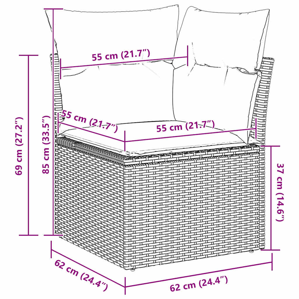 Tuin Sofa Set met kussen 9 pcs Beige en Crème poly rattan