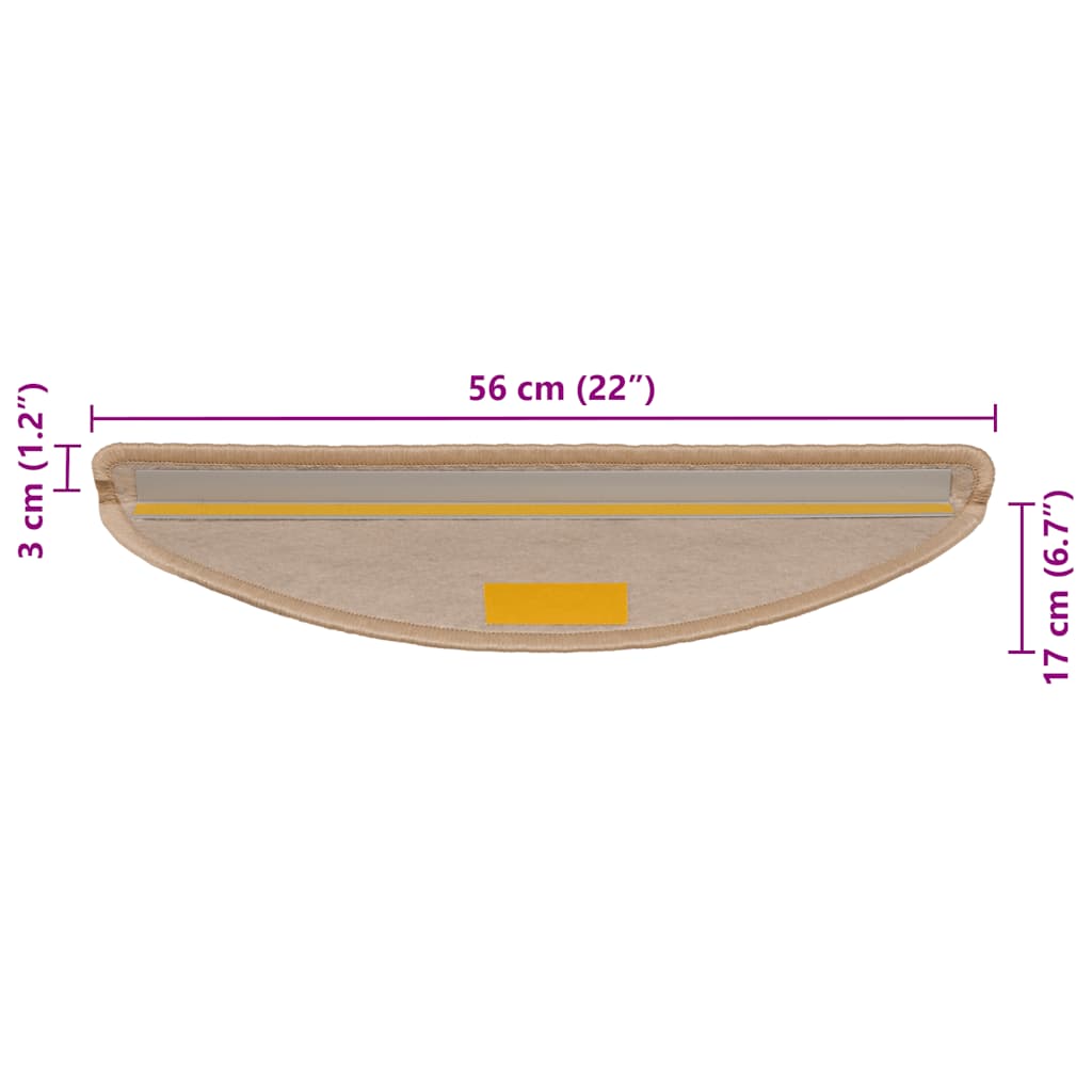 Trapmatten zelfklevend Sisal-Look 30 st 56x17x3 cm lichtbeige
